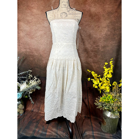 St Roche Benedict Removable Straps Eyelet Detail Dress Vanilla 2 - Picture 1 of 15